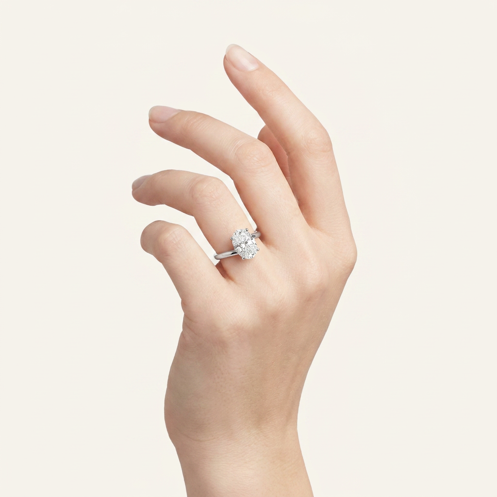 2CT Oval Cut Lab Grown Diamond Solitaire Ring
