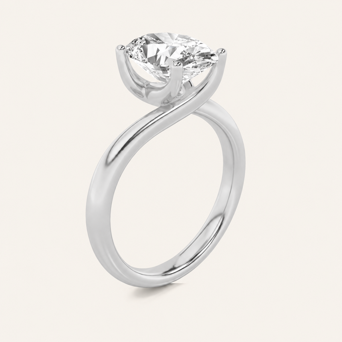 3CT Oval Cut Lab Grown Diamond Solitaire Ring