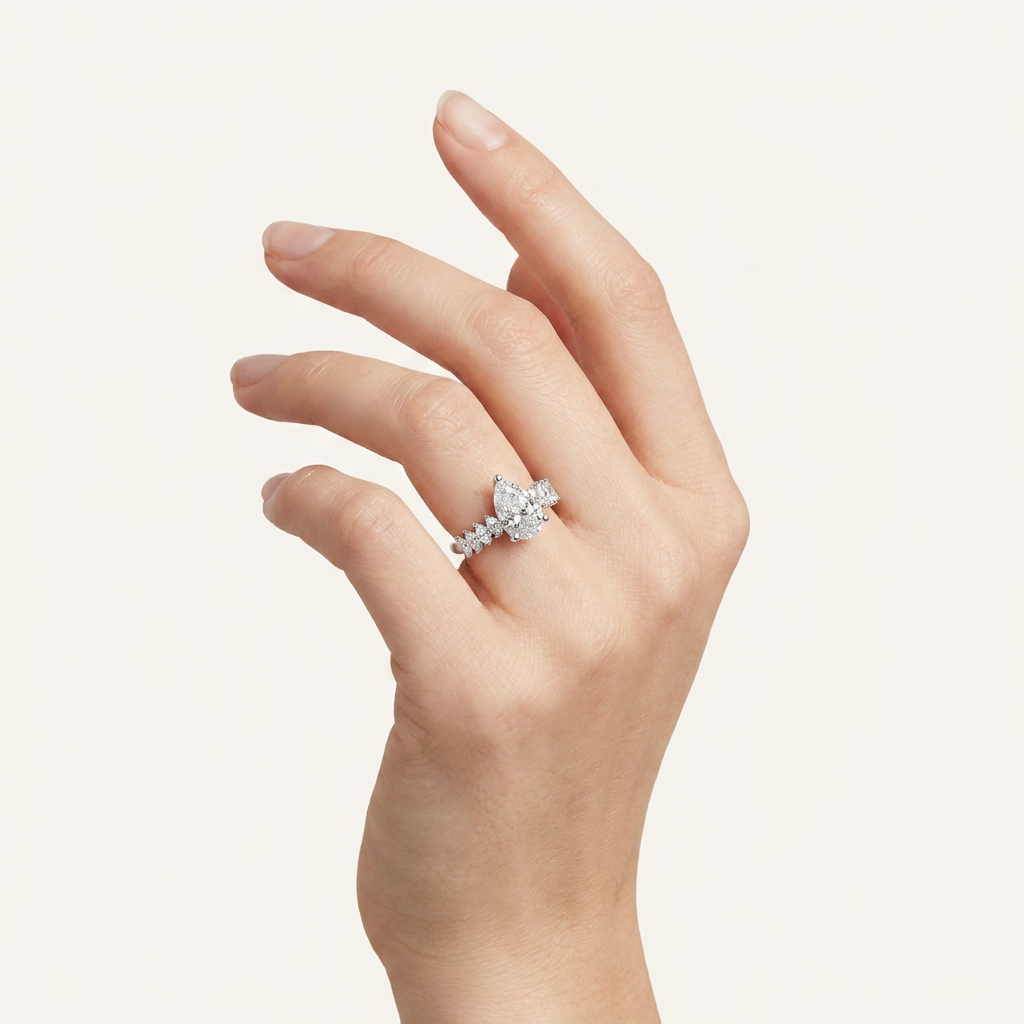 4.20CT Pear Cut Certified Lab Grown Diamond Cluster Ring