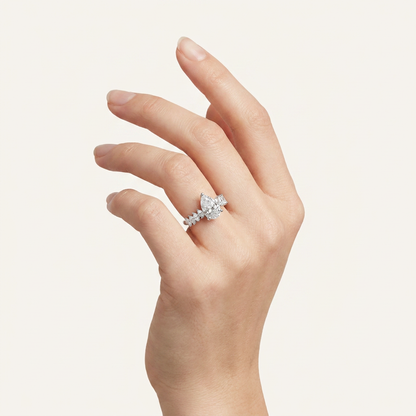 4.20CT Pear Cut Certified Lab Grown Diamond Cluster Ring