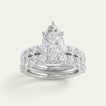4.00CT Pear Cut Lab Grown Diamond Bridal Set