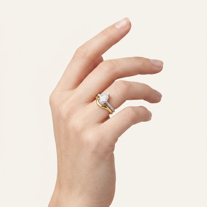 2CT Pear Cut Lab Grown Diamond Side Stone Ring