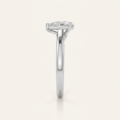 2.00 CT Pear Cut Lab Grown Diamond Side Stone Ring