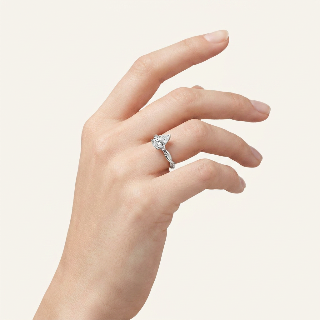 1.5CT Pear Cut Lab Grown Diamond Solitaire Ring