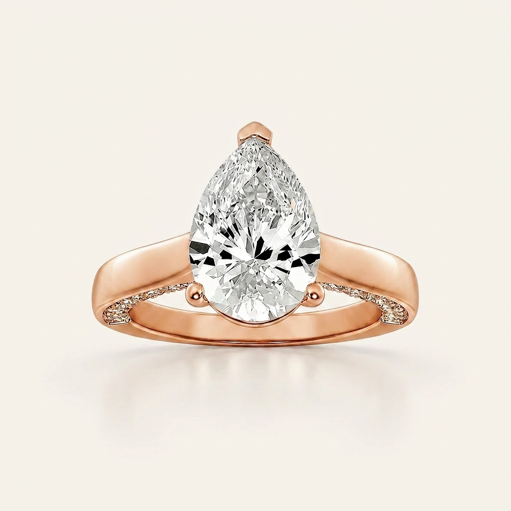 2.00 CT Pear Cut Lab Grown Diamond Side Stone Ring