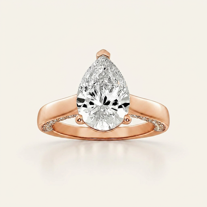 2.00 CT Pear Cut Lab Grown Diamond Side Stone Ring