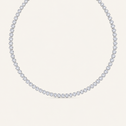 10CT Round Cut Lab Grown Diamond Bezel Set Tennis Necklace