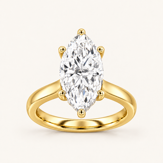 4CT Marquise Cut Lab Grown Diamond Solitaire Ring