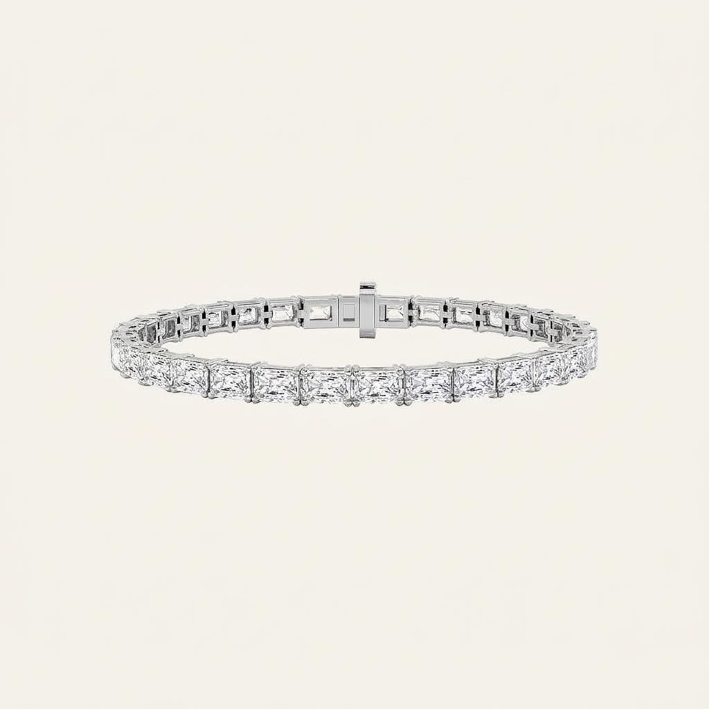 15CT Radiant Cut Lab Grown Diamond East West Tennis Bracelet