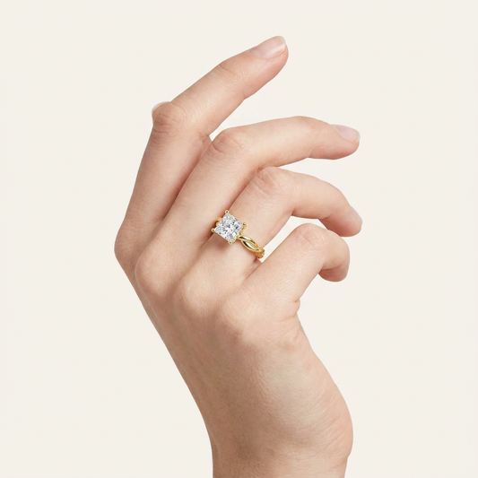 1CT Princess Cut Lab Grown Diamond Solitaire Ring