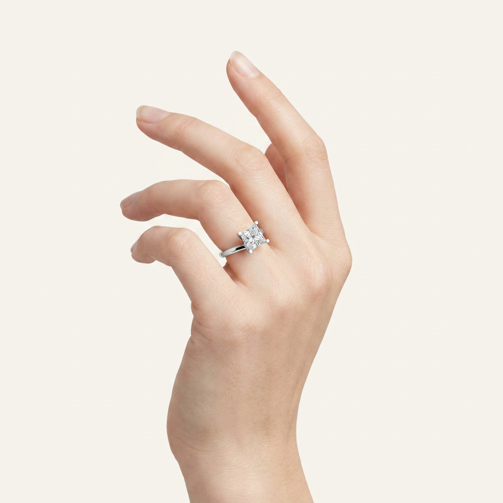 3CT Princess Cut Lab Grown Diamond Solitaire Ring