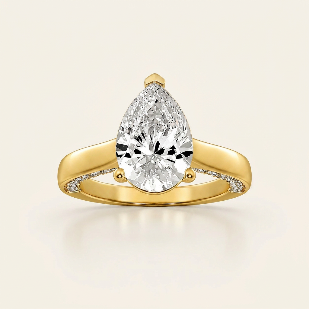 2.00 CT Pear Cut Lab Grown Diamond Side Stone Ring
