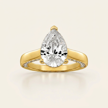 2.00 CT Pear Cut Lab Grown Diamond Side Stone Ring