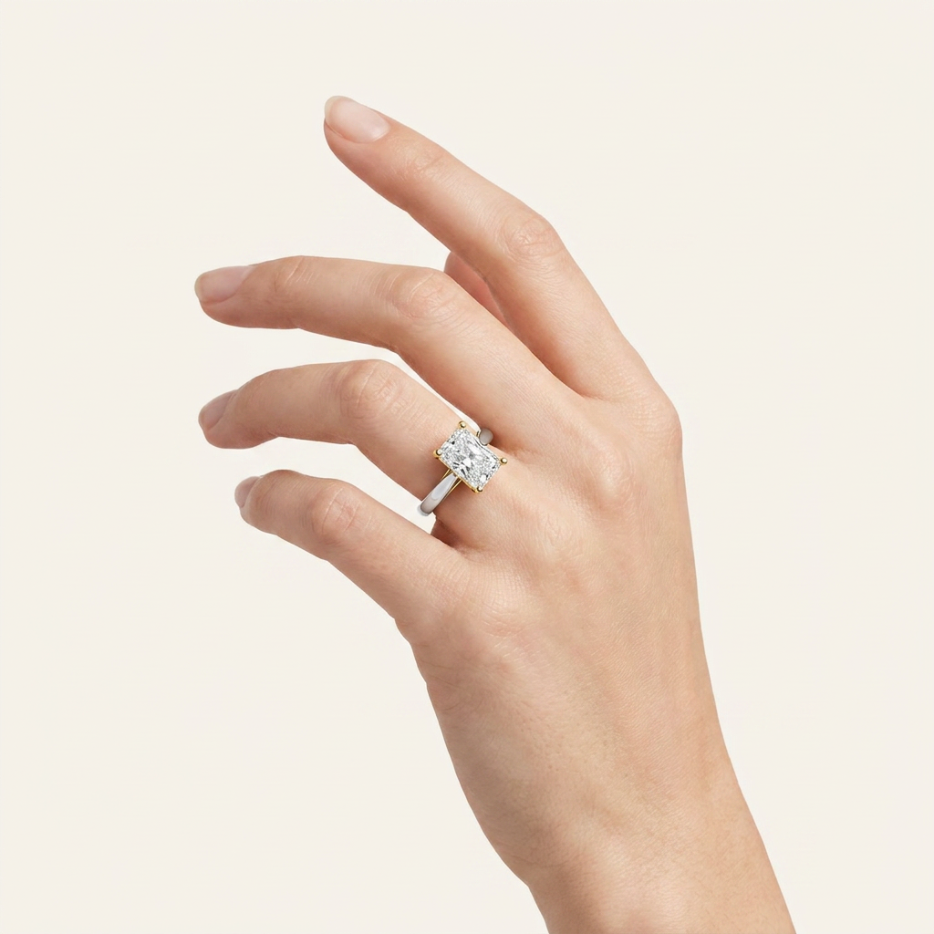1CT Radiant Cut Lab Grown Diamond Solitaire Ring