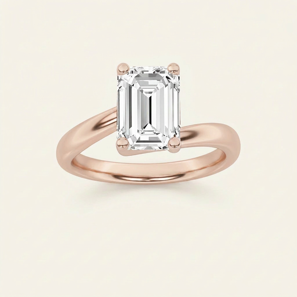 2CT Emerald Cut Lab Grown Diamond Solitaire Ring