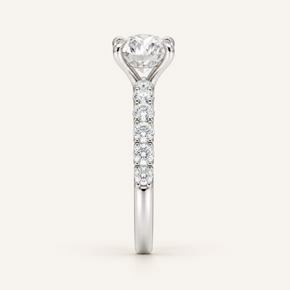 2.00CT Round Cut Lab Grown Diamond Side Stone Ring