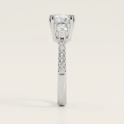 3CT Round Cut Lab Grown Diamond Three Stone Ring