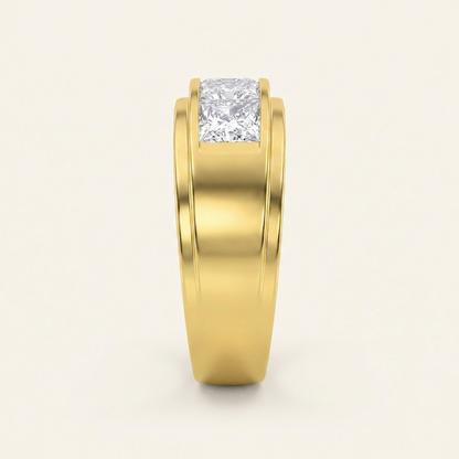 3.00 CT Princess Cut Lab Grown Diamond Three Stone Men's Ring