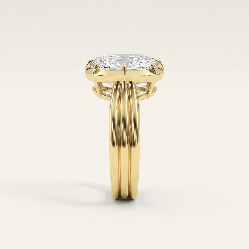 3CT Elongated Cushion Cut Lab Grown Diamond Solitaire Ring