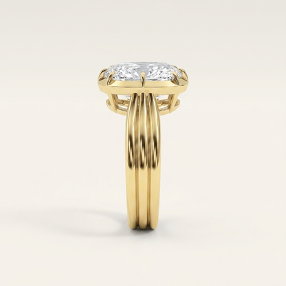 3CT Elongated Cushion Cut Lab Grown Diamond Solitaire Ring