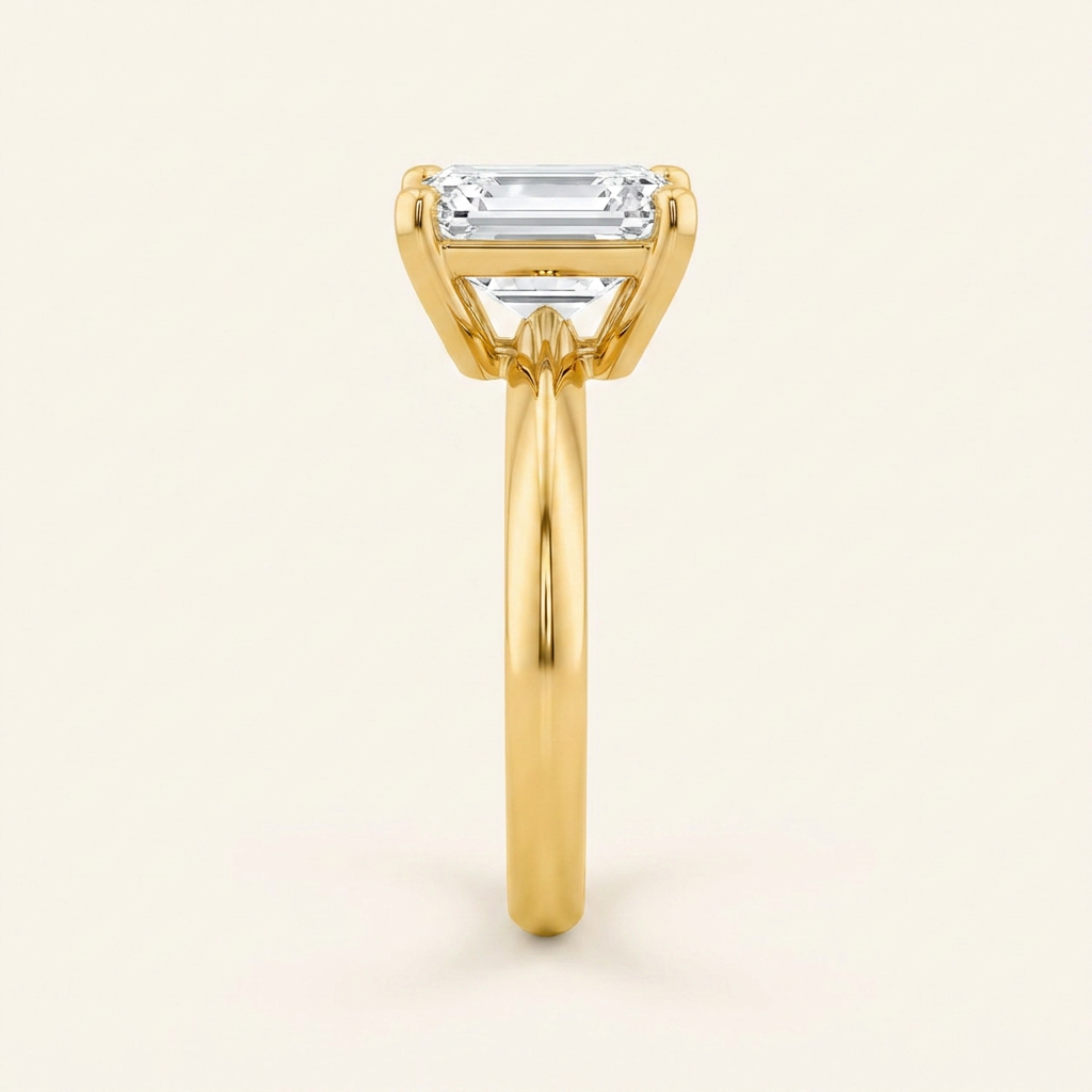 3CT Emerald Cut Lab Grown Diamond Solitaire Ring