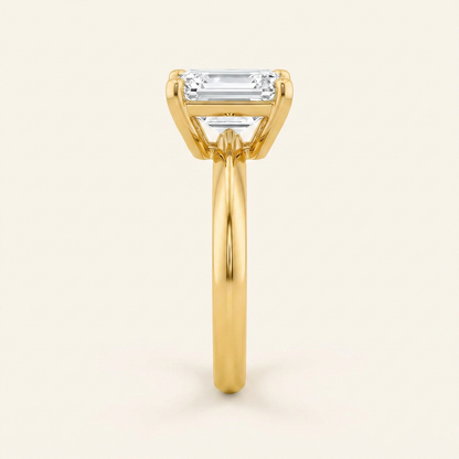 3CT Emerald Cut Lab Grown Diamond Solitaire Ring