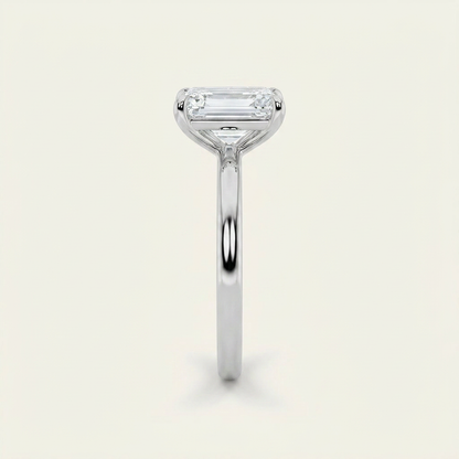 2CT Emerald Cut Lab Grown Diamond Solitaire Ring