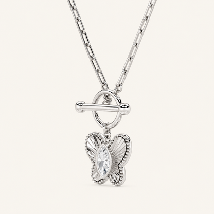 1CT Marquise Cut Lab Grown Diamond Butterfly Shapped Pendant Necklace