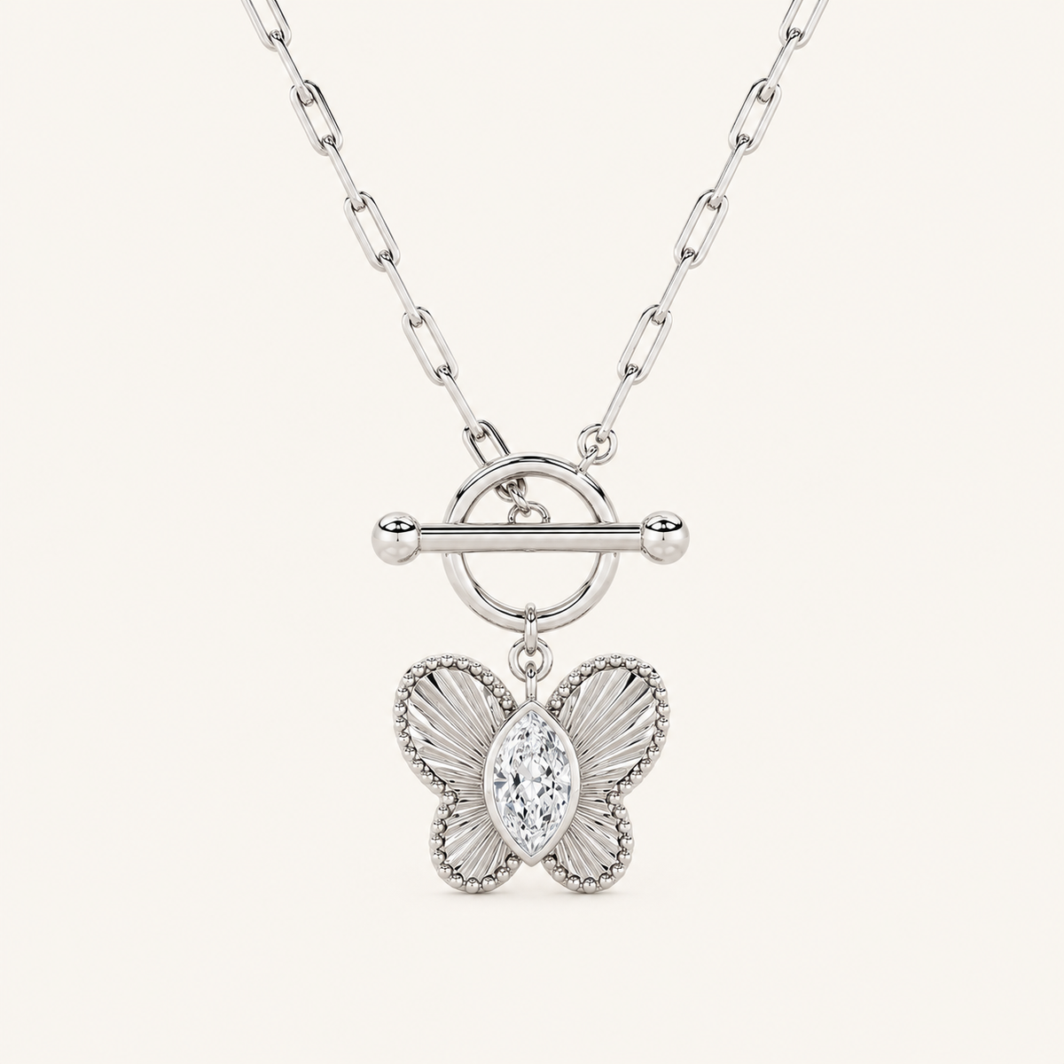 1CT Marquise Cut Lab Grown Diamond Butterfly Shapped Pendant Necklace