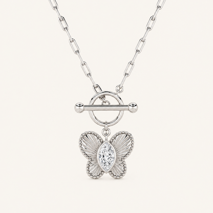 1CT Marquise Cut Lab Grown Diamond Butterfly Shapped Pendant Necklace