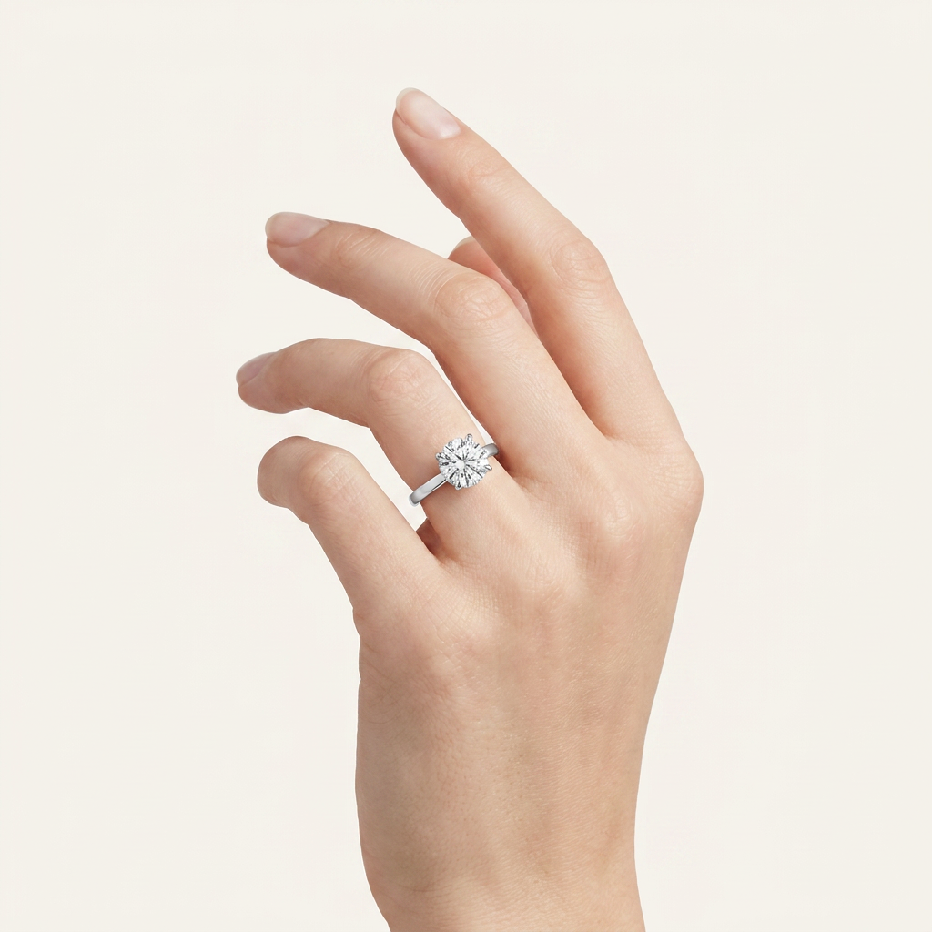 1CT Round Cut Lab Grown Diamond Hidden Halo Ring