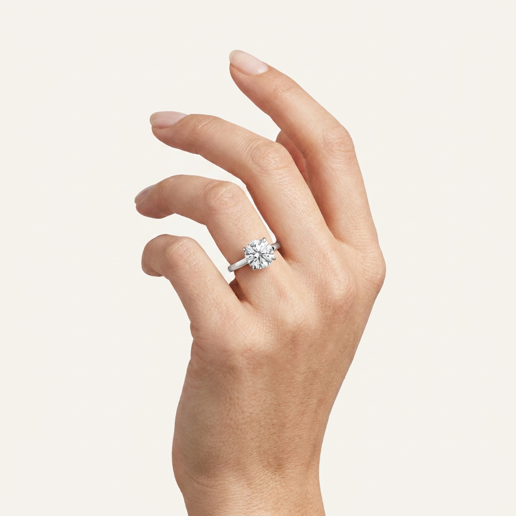 3CT Round Cut Lab Grown Diamond Hidden Halo Ring