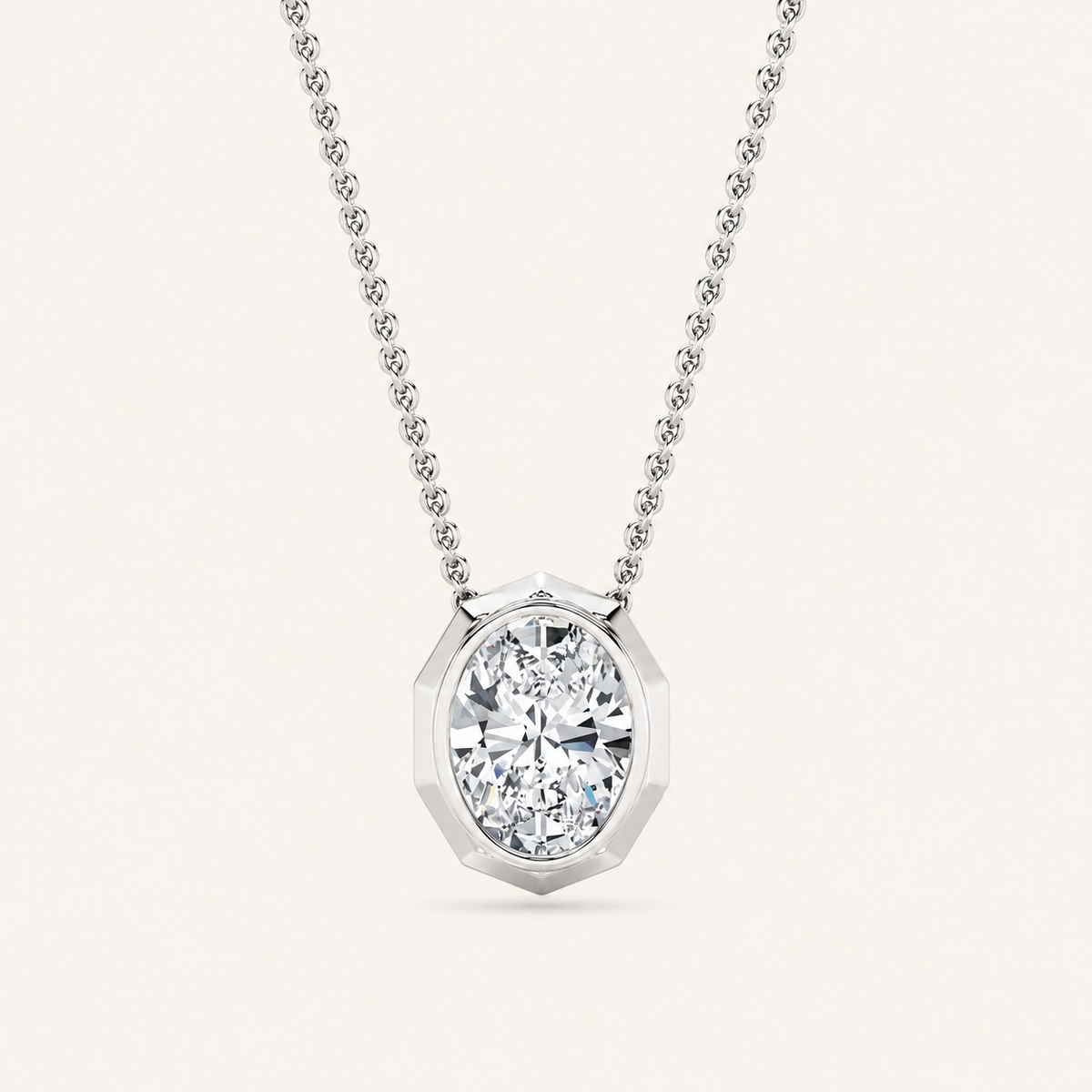 2CT Oval Cut Lab Grown Diamond Pendant Necklace