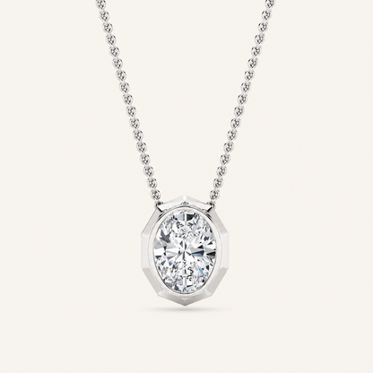 2CT Oval Cut Lab Grown Diamond Pendant Necklace