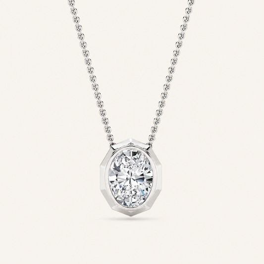 2CT Oval Cut Lab Grown Diamond Pendant Necklace