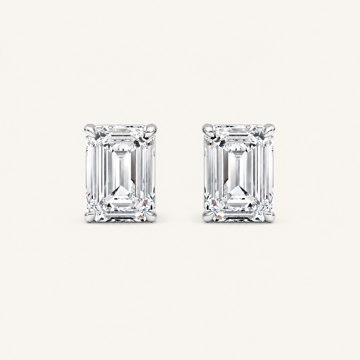 2CT Emerald Cut Lab Grown Diamond Stud Earrings