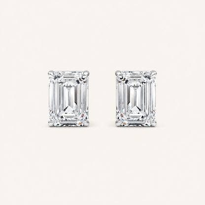 2CT Emerald Cut Lab Grown Diamond Stud Earrings
