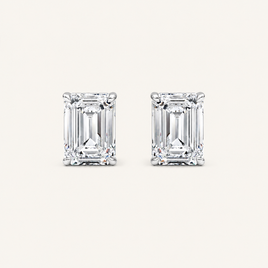 2CT Emerald Cut Lab Grown Diamond Stud Earrings