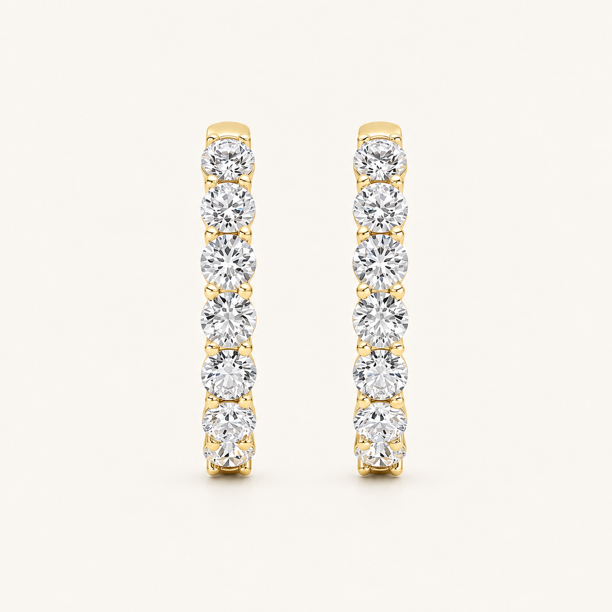 3CT Round Cut Lab Grown Diamond Hoop Earrings