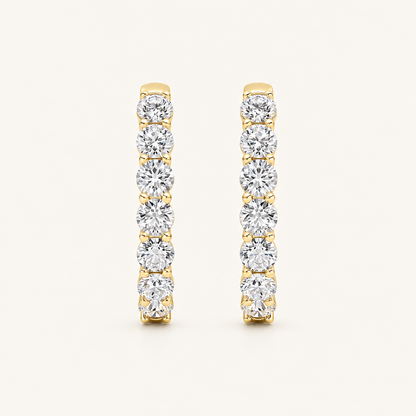 3CT Round Cut Lab Grown Diamond Hoop Earrings