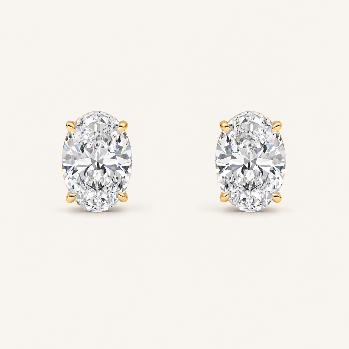 4CT Oval Cut Lab Grown Diamond Stud Earrings