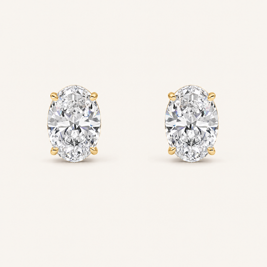 4CT Oval Cut Lab Grown Diamond Stud Earrings