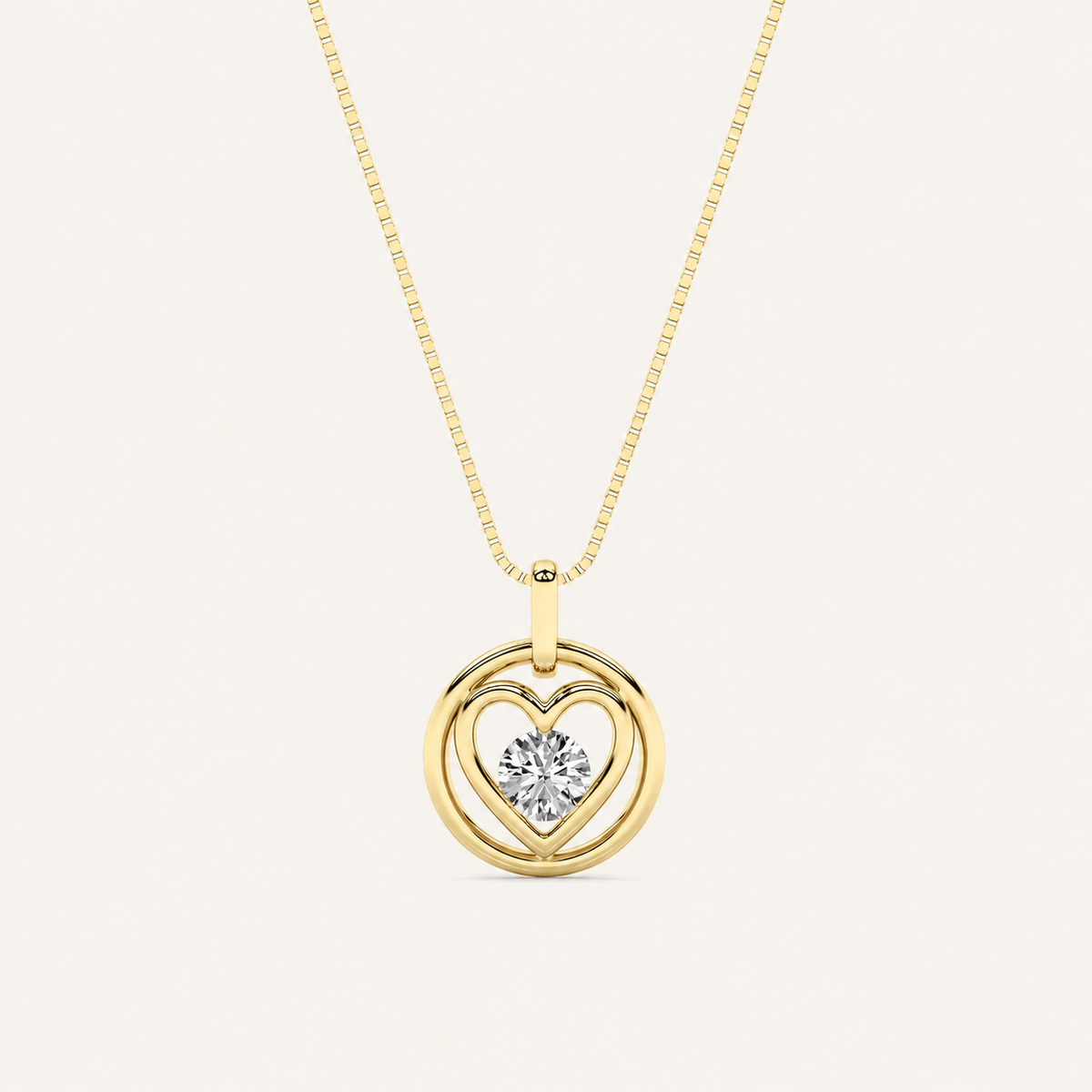 0.75CT Round Cut Lab Grown Diamond Heart Shapped Pendant Necklace