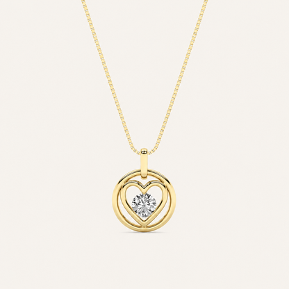 0.75CT Round Cut Lab Grown Diamond Heart Shapped Pendant Necklace