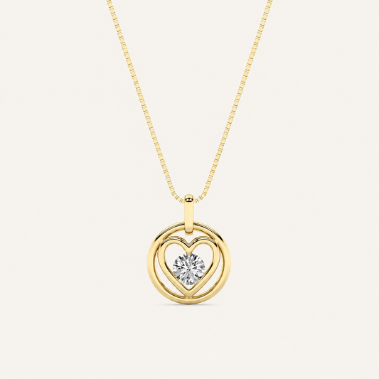 0.75CT Round Cut Lab Grown Diamond Heart Shapped Pendant Necklace