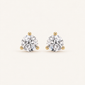 1CT Round Cut Lab Grown Diamond Three Prong Stud Earring