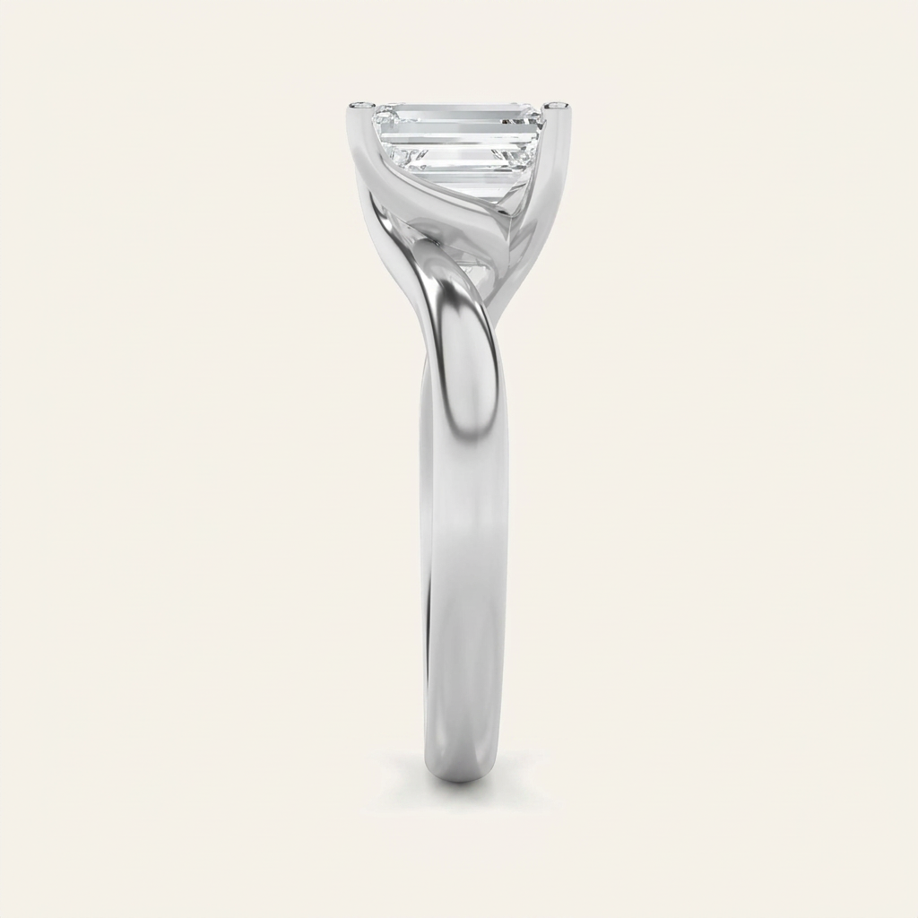 1CT Emerald Cut Lab Grown Diamond Solitaire Ring