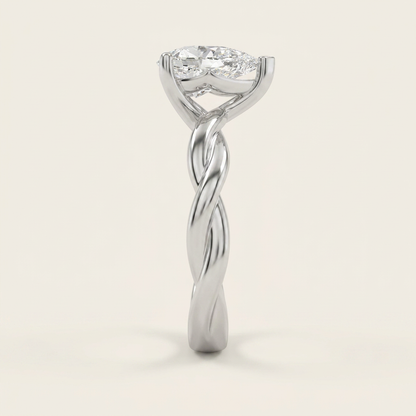 2CT Pear Cut Lab Grown Diamond Solitaire Ring