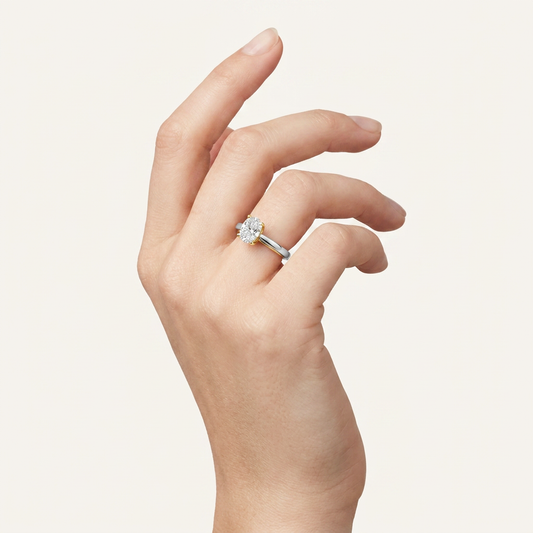 1CT Elongated Cushion Cut Lab Grown Diamond Two Tone Solitaire Ring