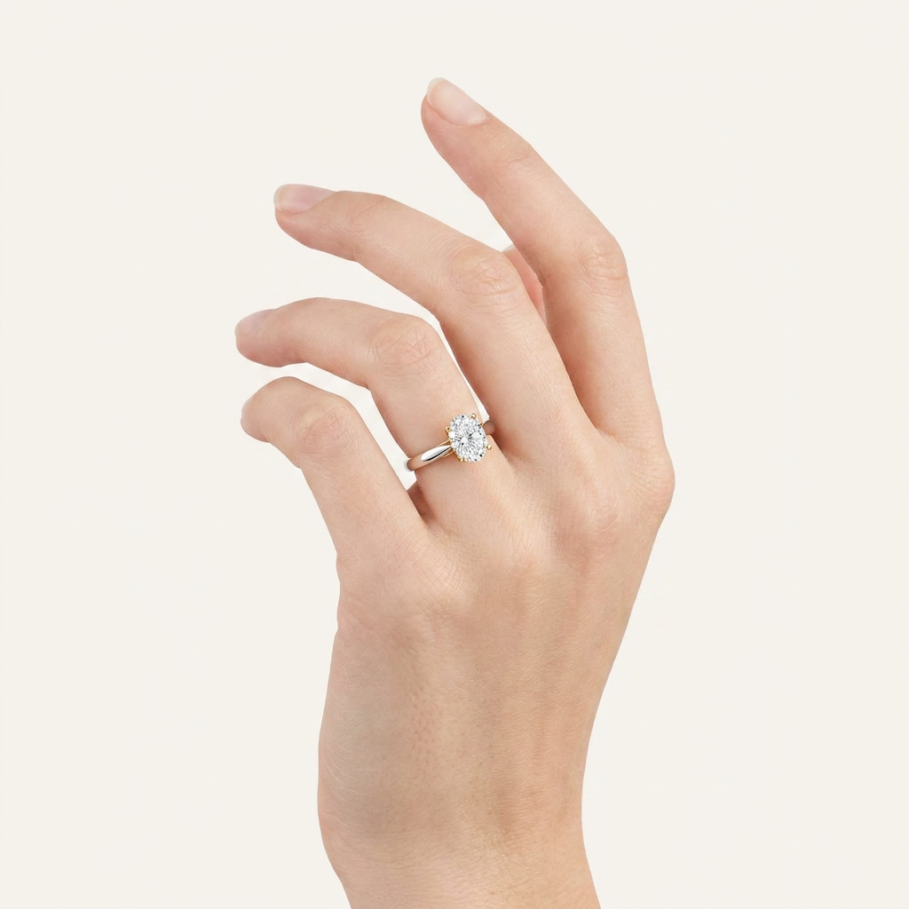 2CT Oval Cut Lab Grown Diamond Solitaire Ring